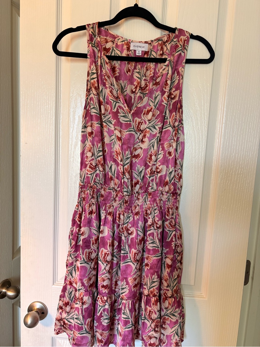 Evereve Pink Floral Sleeveless Tiered Summer Dress